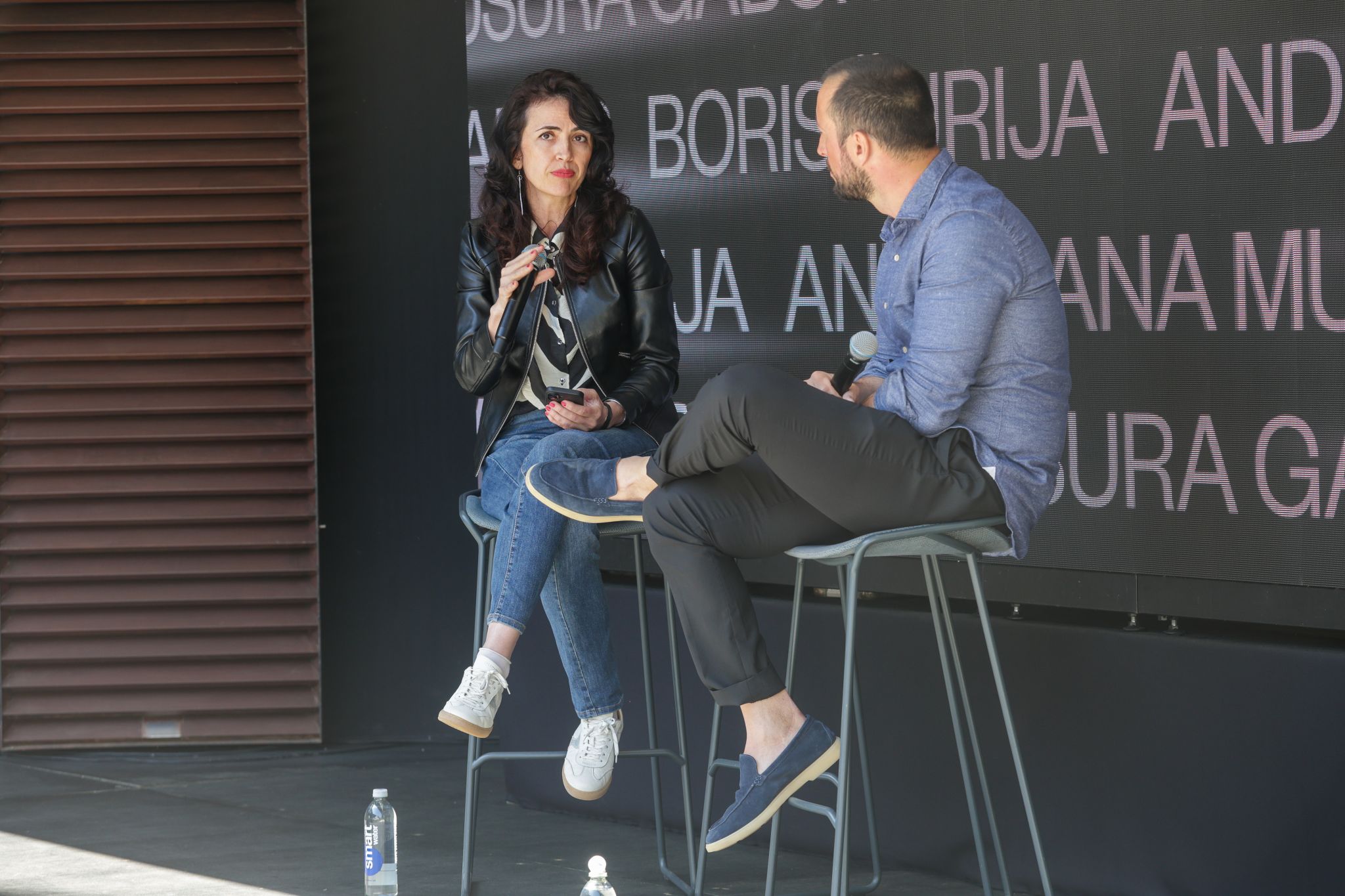 Boris speaking on stage